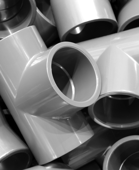 closeup of gray pvc pipes