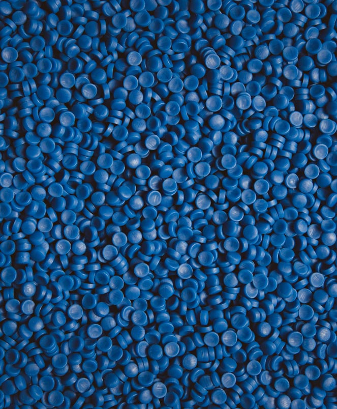 polymer granulates blue
