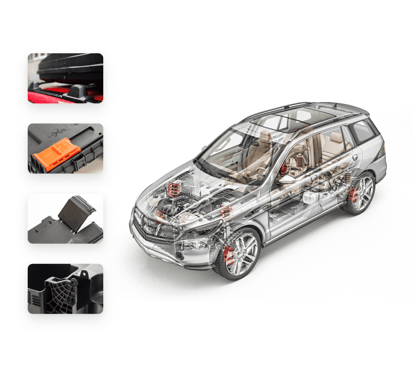 illustration showing interior of car