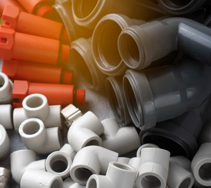 pvc pipes in multiple colors