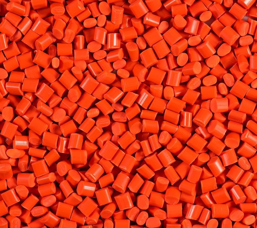 red plastic pellets