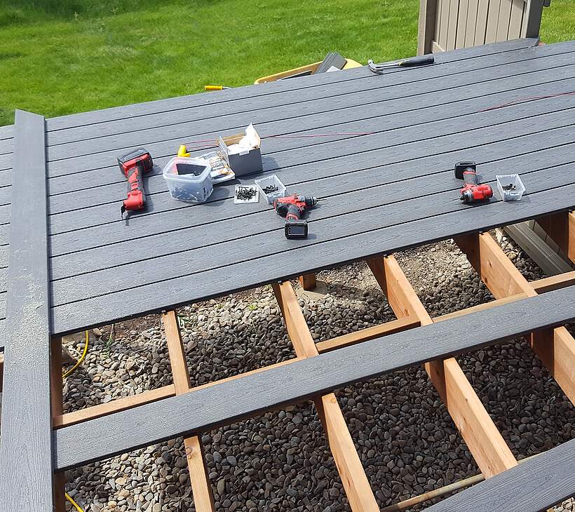 deck being constructed with pvc