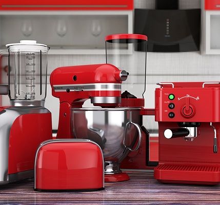 kitchen appliances on counter